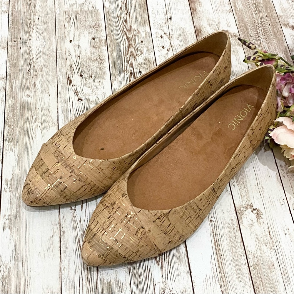 Vionic Gem Caballo Cork Ballet Flats 10 WIDE NWOB